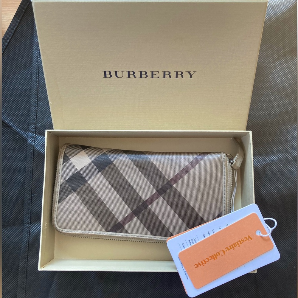 Burberry Smoked Check Zip Wallet